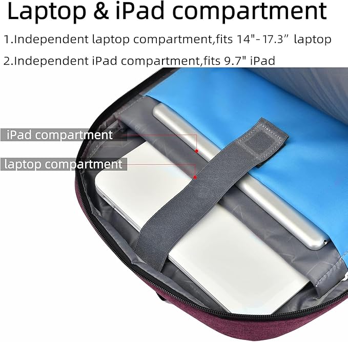 DUSLANG 17 Inch Laptop Backpack for Travel Water Resistant College Backpack for Women Laptop Bag with USB Charging Port and Clear Toiletry Bag Work Backpack,Rose