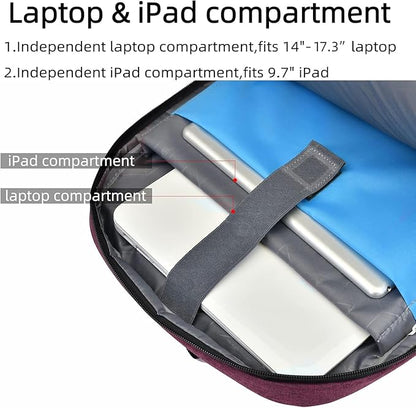 DUSLANG 17 Inch Laptop Backpack for Travel Water Resistant College Backpack for Women Laptop Bag with USB Charging Port and Clear Toiletry Bag Work Backpack,Rose