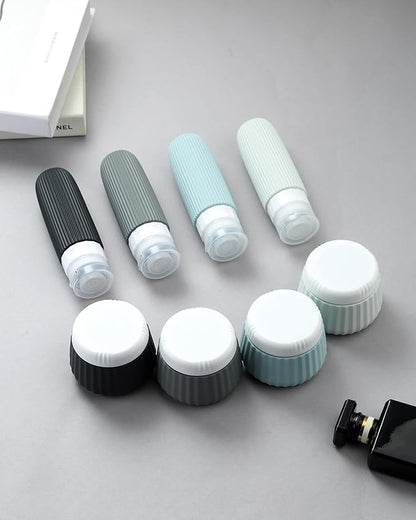 Travel Bottles 8 Pack, TSA Approved 3 oz Toiletries Containers, Leak Proof Silicone Squeezable Essentials Jars with Clear Bag