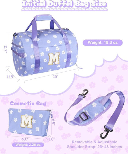 Gift for Sporty Cheerleader Girl, Girls Gym Bag, Kids Personalized Dance Bags with Shoe Compartment, Customized Travel Tote with Toiletry Bag, Party Favors for Teenager (Letter Y)