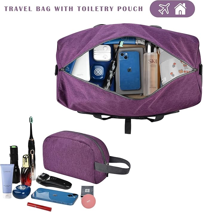 Felipe Varela Duffle Bag with Shoes Compartment and Adjustable Strap,Foldable Travel Duffel Bags for Men Women,Waterproof Duffel Bags