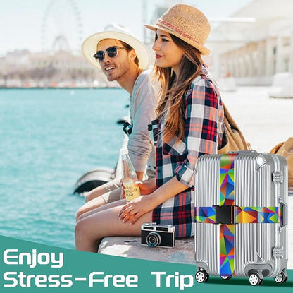 Slohif Luggage Straps for Suitcases Travel Belt Accessories Luggage Connector Identifiers Over Handle with Buckle Unique Nylon Adjustable Strap for Sleeping Bag Car Seat Color Triangle (2 Pack)