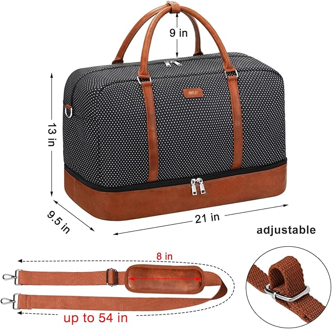 IBFUN Weekender Bags for Women, 21" Weekender Travel Bag, Travel Duffle Bag with Shoe Compartment Carry on Overnight Duffel Bag for Weekend Travel Business Trip