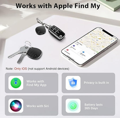 Air Tracker Tags - 4 Pack, Smart Bluetooth Tracker Tag Works with Apple Find My, 100dB Sound, Replaceable Battery, Keys Finder and Item Locator for Bags, Suitcase, Wallet, Backpack, Pet (iOS Only)