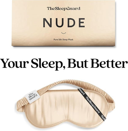 TheSleepGuard Pure Silk Sleep Mask [100% 6A Mulberry Silk, 22 Momme] Light Blocking Travel Essentials. Eye Masks for Sleeping. Black Oeko-Tex Blindfold. Eye Covers for Men & Women