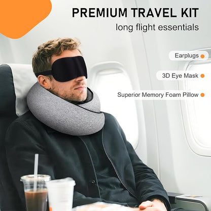 Neck Travel Pillow | Memory Foam Neck Pillow for Comfort on Airplane, Compact Ergonomic Design for Traveling, Car Rides, Home Offices Use, Ideal for Adults Women Men (Pink)