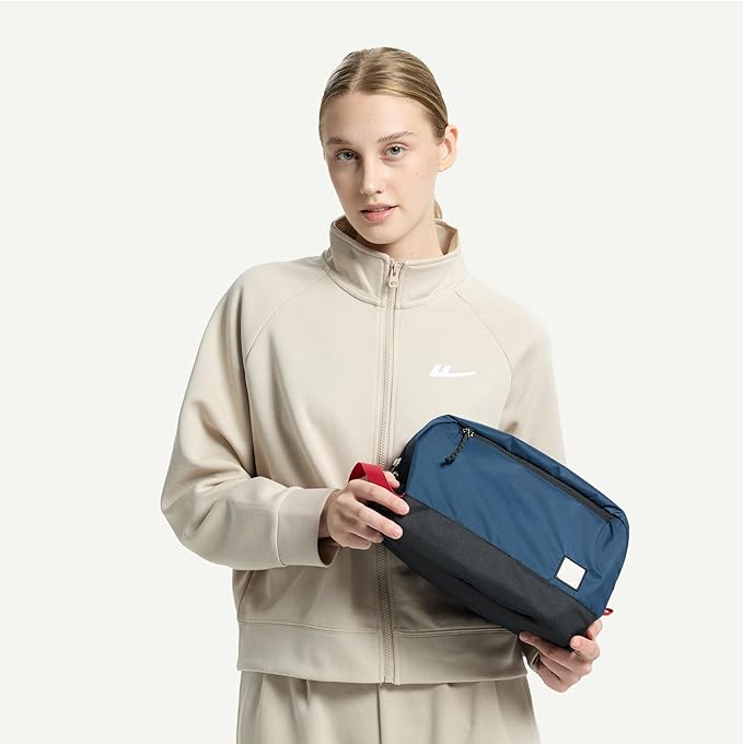 Travel Toiletry Bag 8L, Large Packing Cube with Waterproof TPU Wet/Dry Compartment (03 Blue Abyss)