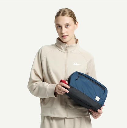 Travel Toiletry Bag 8L, Large Packing Cube with Waterproof TPU Wet/Dry Compartment (03 Blue Abyss)