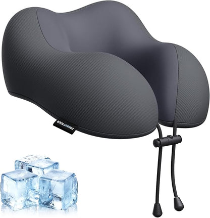 Travel Pillow for Airplane Memory Foam Neck Pillow, Soft & Support Travel Pillow for Travelling, Sleeping Rest, Car, Train and Home Use (Black)