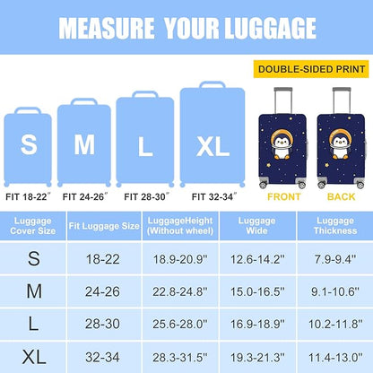Space Penguin Luggage Cover, Washable Cute Astronaut Penguin Suitcase Cover, Travel Suitcase Protector Anti-scratch Bag Cover,XL