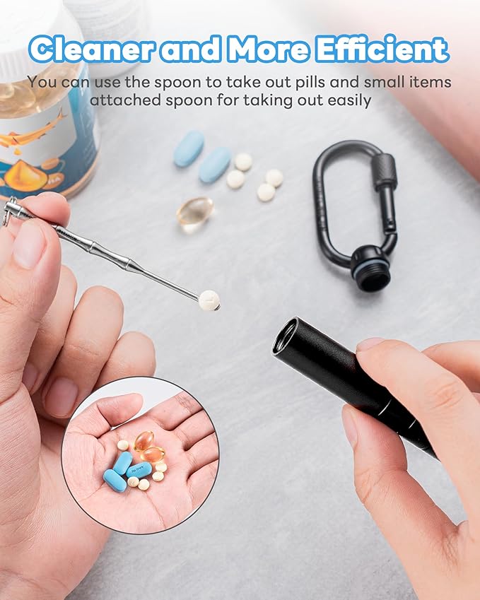 Large Weekly Pill Organizer,TISUR Titanium Keychain Pill Holder Travel Box Case Multitool EDC Every Day Carry for Men (Black Aluminium Keychain Holder)