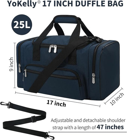 Small Duffel Bag 17 inch Carry On Weekender Bag for Travel Gym Sport (17x10x9 in) - Navy