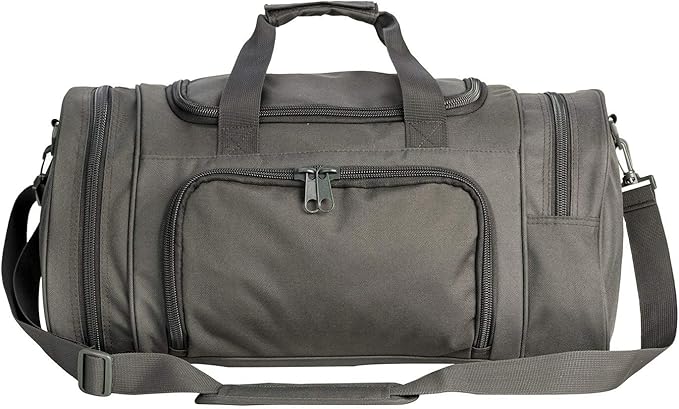 Small Duffel Bag Military Tactical Outdoor Gym Bag with Shoes Compartment for Sports Camping Hunting (Grey)