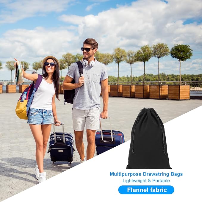 PATIKIL Shoe Dust Bag, 16 Pack Duster Flannel Shoes Pouch with Drawstring Washable Breathable Travel Shoe Bags for Home Luggage Storage, 12x17" Black