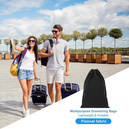 PATIKIL Shoe Dust Bag, 16 Pack Duster Flannel Shoes Pouch with Drawstring Washable Breathable Travel Shoe Bags for Home Luggage Storage, 12x17" Black