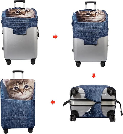 WUJIAONIAO Travel Luggage Cover Baggage Suitcase Cover Protector Skins 18-32 Inch (Cat B, M (for 22-24 inch luggage))