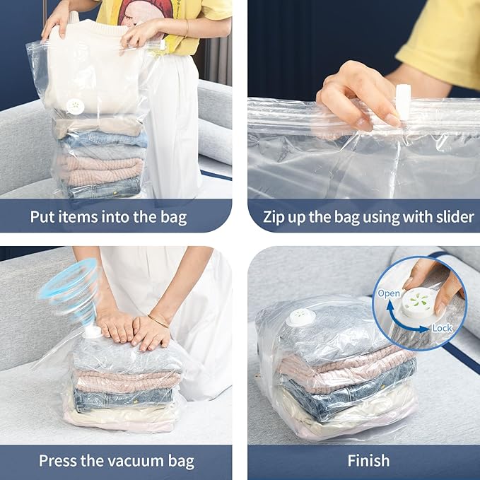 10 Pack Vacuum Storage Bags, Large Cube Bag (19.6 * 27.5 * 11.8 Inch), Large Vacuum Seal Bags for Clothing, Comforters, Blankets, Bedding, Closet Organization Space Saving