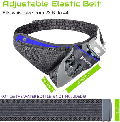 PYFK Running Belt Hydration Waist Pack with Water Bottle Holder for Men Women Waist Pouch Fanny Bag Reflective