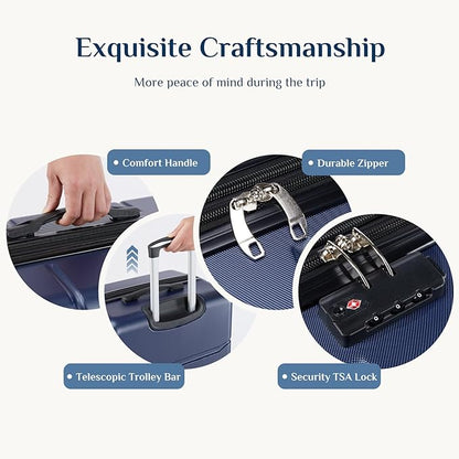 NEWBULIG 28 Inch Carry on Luggage, Lightweight Expandable Rolling Suit Case with TSA Lock, Hard Shell ABS Suitcase with Double Spinner Wheels, Blue