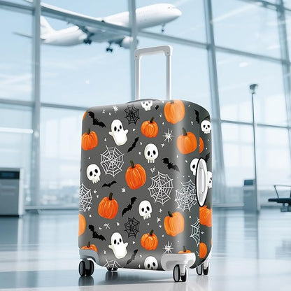 ANNA QUEEN Travel Pumpkin Spooky Halloween Luggage Cover Halloween Decorations Suitcase Protector Suitcase Cover Anti-Scratch,Stretchable Luggage Travel Bag Cover Washable