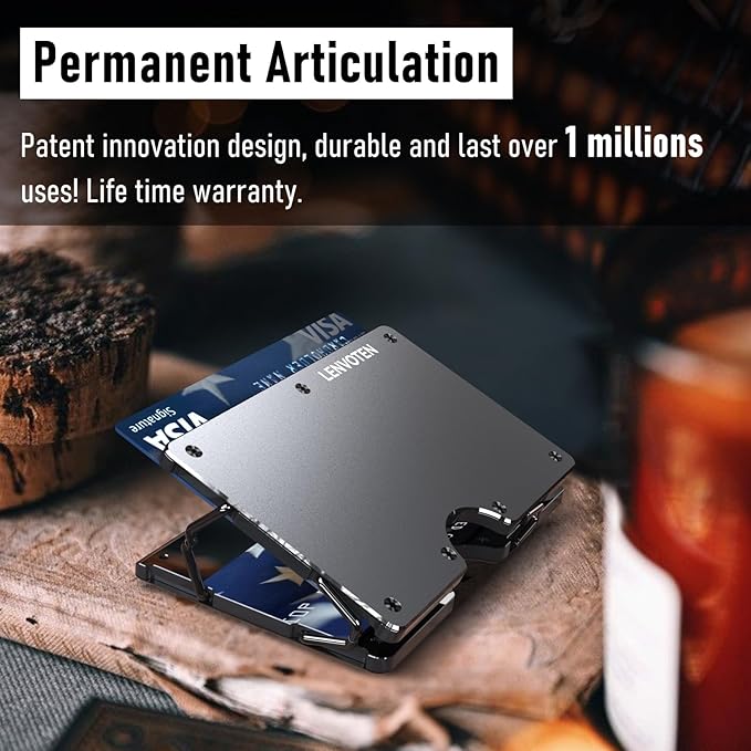 Minimalist Wallet for Men, Metal Wallet with Money Clip, Slim Compact Wallet, RFID Blocking Card Holder, Metal Aluminum Credit Card Holder, Holds up to 20 Cards