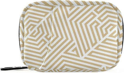 Pill Organizer Box Case Weekly Travel Pill Container Cute Pill Holder 7Day Vitamin Organizer Pill Dispenser Sorter Planner Storage Small Compact Abstract Geometric Beige15