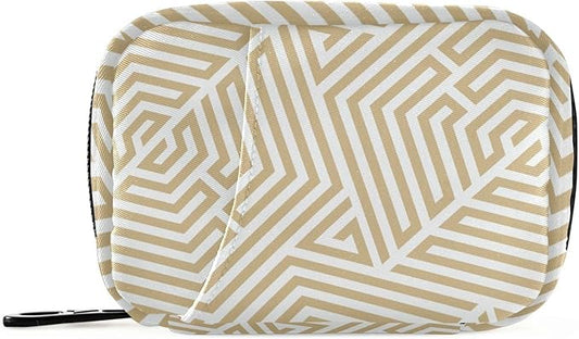 Pill Organizer Box Case Weekly Travel Pill Container Cute Pill Holder 7Day Vitamin Organizer Pill Dispenser Sorter Planner Storage Small Compact Abstract Geometric Beige15