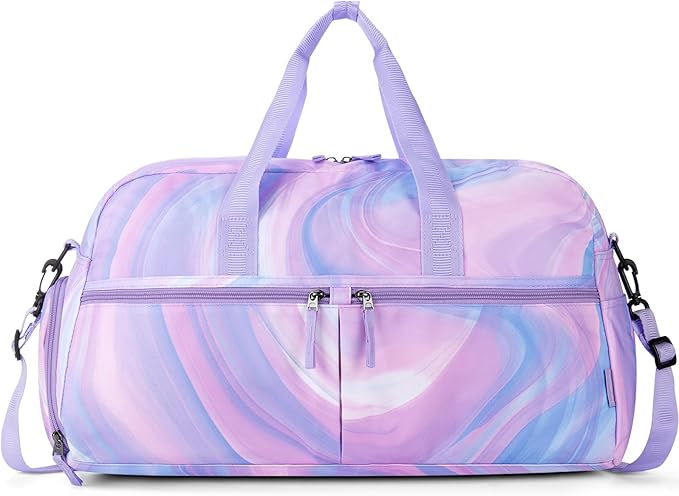 Choco Mocha Girls Duffle Bag for Travel Sports Duffle Bag with Shoe Compartment Gym Duffle Tote Bag Dance Duffle Bags for Teen Girls Fluid Purple