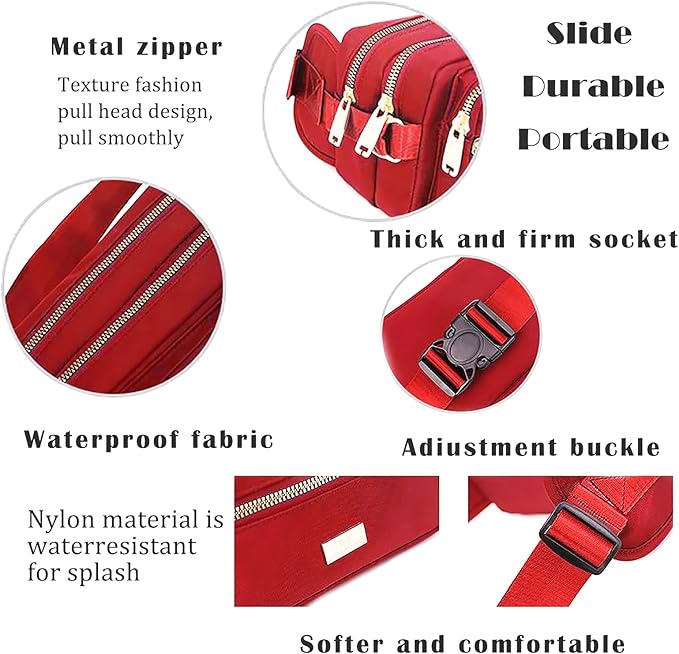 Extra Large Fashion Fanny Pack for Men Women, Waist Bag for Waterproof Hiking Running Biking Gym Outdoor Sports Travel Belt Bag (Red)