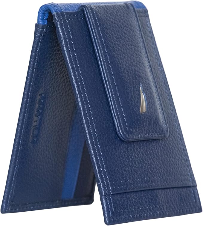 Nautica Men's Slim Wallet | Card Case | RFID Blocking | ID Window | Minimalist | Lightweight | Genuine Leather