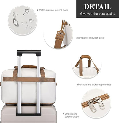 Kono Travel Duffel Bag 20L Under Seat Carry-on Bag Sports Tote Gym Bag Weekender Overnight Bags 15.75""x9.84""x7.87"" White, EA2369