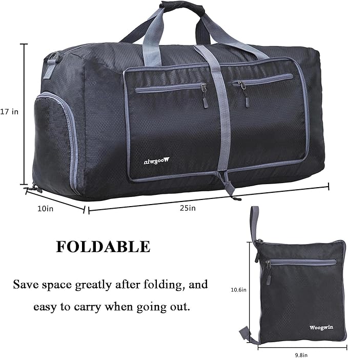 Woogwin Travel Duffel Bag Large Foldable Waterproof Overnight Bag for Beach Swim Bags Pool Sports Gym