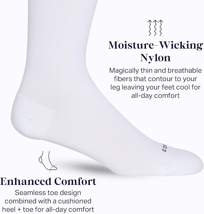 Comrad Nylon Knee High Socks - 15-20mmHg Graduated Compression Socks - Soft & Breathable Support Unisex Socks