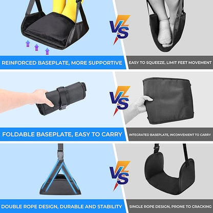 Warm Airplane Foot Hammock, Foldable Bamboo Base Foot Hammock for Plane Travel with Warm Cover, Portable Desk Foot Rest, Airplane Travel Essentials