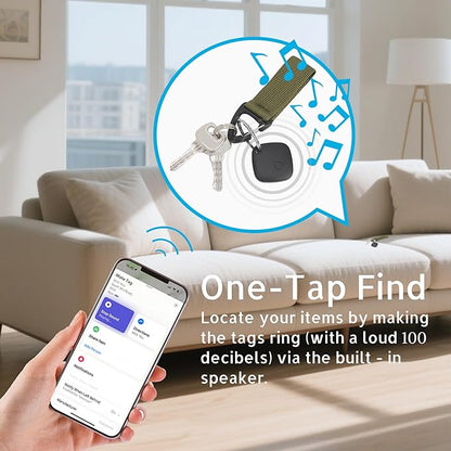 Air Tracker Tags-4 Pack, Bluetooth Tracker Works with Apple Find My APP (iOS Only, Not for Android), Keys Finder, Item Locator for Keys, Luggage, Backpack, Bags, Wallet, Replaceable Battery