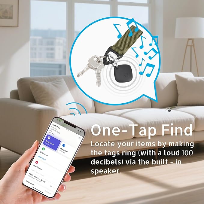 Air Tracker Tags-4 Pack, Bluetooth Tracker Works with Apple Find My APP (iOS Only, Not for Android), Keys Finder, Item Locator for Keys, Luggage, Backpack, Bags, Wallet, Replaceable Battery