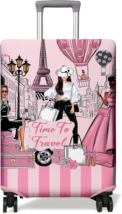 Travel Luggage Cover Suitcase Protector Fits 18-32 Inch Wheel Covers PatternedTravel Related Items Flower Luggage Protector Elastic L