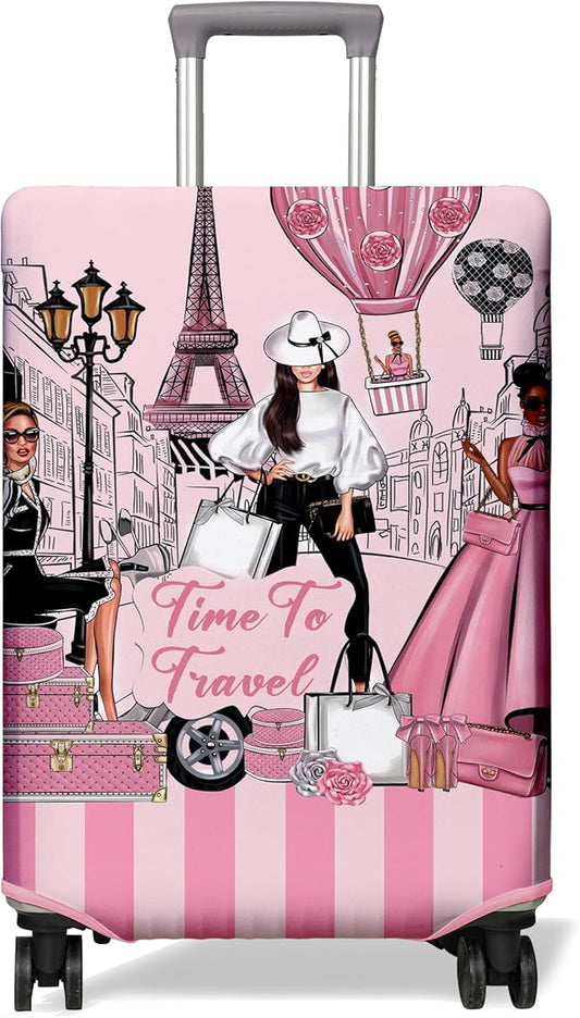 Travel Luggage Cover Suitcase Protector Fits 18-32 Inch Wheel Covers PatternedTravel Related Items Flower Luggage Protector Elastic L