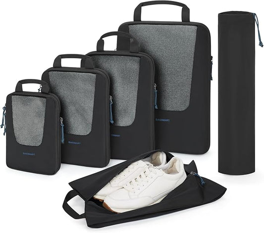 BAGSMART Compression Packing Cubes for Travel, 6 Set/5 Set/4 Set, Compression Suitcase Organizer Bags Set for Suitcases Travel Essentials, Lightweight Packing Organizers