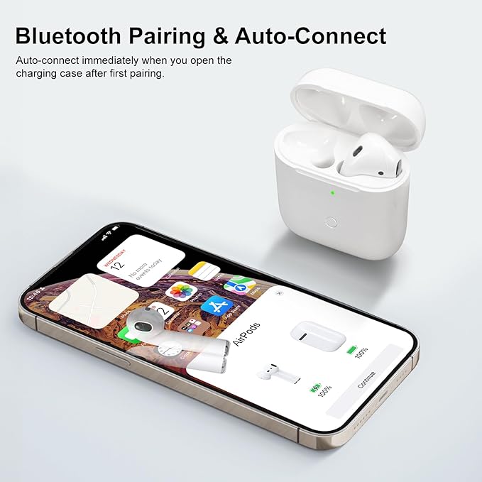 Wireless Charging Case Compatible with AirPod 2 1, Air Pod Charger Case Replacement with Bluetooth Pairing Sync Button, No Earbuds,White