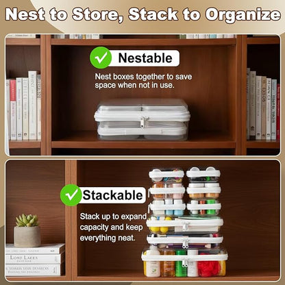 9 pcs Zipper Pouches Nesting Set, Hard Shell Toiletry Bag, Stackable Travel Organizer, Cosmetic Bags, Transparent Diaper Bag, Storage Cases (1 Tall M + 2M + 6S)