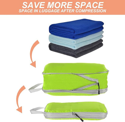 PATIKIL Compression Packing Cube for Travel, 3 Set Waterproof Nylon Luggage Organizer Bags Lightweight Compression Cube for Outdoor Suitcases Backpack, Green
