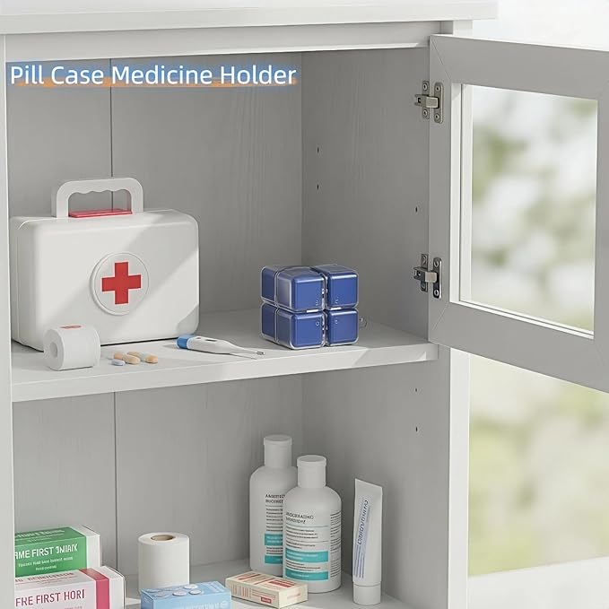 Weekly Pill Organizer, Travel 7 Day Pill Box Case with Magnetic Design, Easy Open Pill Container for 8 Compartments Portable Pill Case Medicine Holder for Vitamins Medication (Blue)