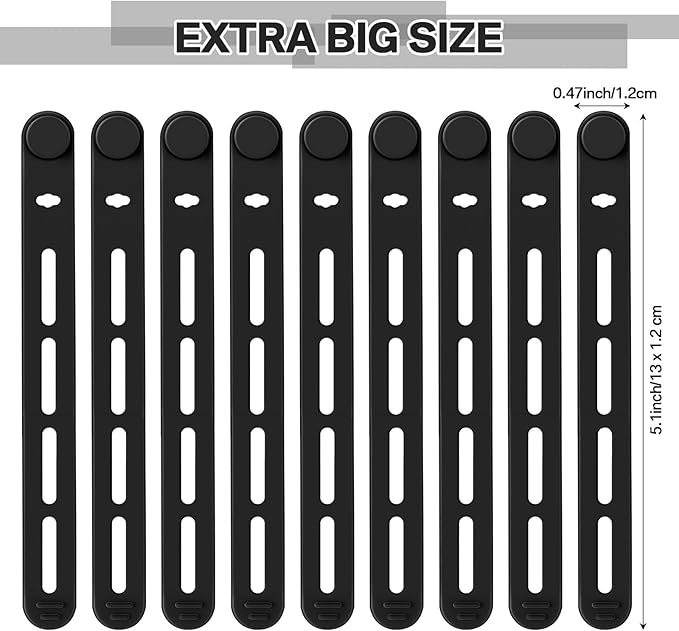 42 Pcs Silicone Cable Ties Reusable Cord Straps Multipurpose Elastic Cable Organizer for Bundling Fastening Earphone Phone Charger Home Office School (Black)