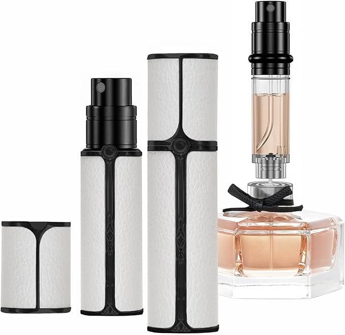 BF01WHB Leather Perfume Bottle 10ml – Bottom-Fill Refillable Dispenser, Leak-Proof & Portable for Men & Women, Ideal for Travel, Gifting & Daily Use (WHB)