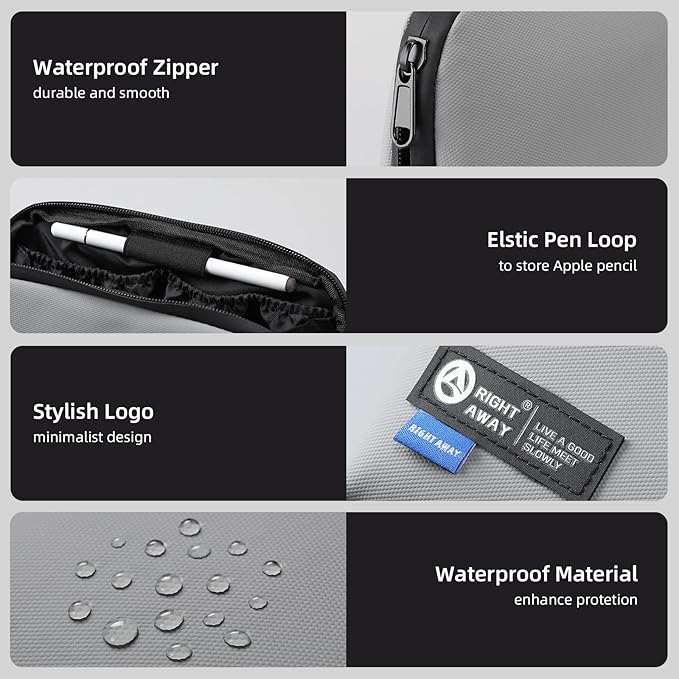 RIGHT AWAY Travel Tech Pouch，Waterproof Cord Case，Electronics Organizer Travel Case，Cable Organizer Storage Bag For Phone, Charger, Accessories(GRAY)