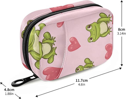 Pink Frog and Love Cute Pill Organizer Weekly Travel Pill Box 7 Day Large Capacity Pill Dispenser Case with 8 Pill Container Daily Pill Box Organizer Vitamin Holder Pill Bottle Organizer Small