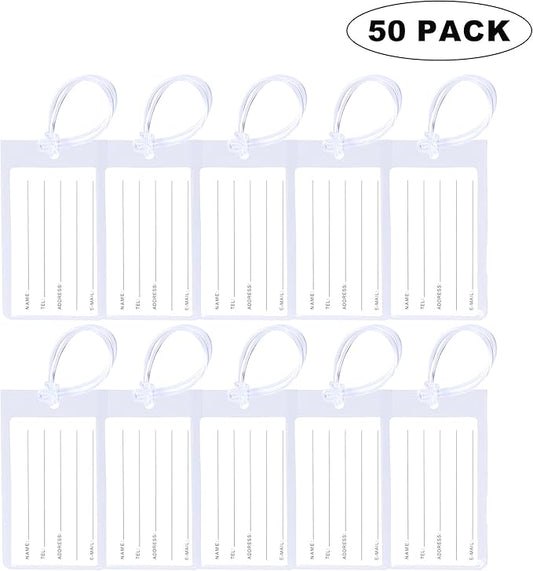 50 Pack Luggage Tags for Suitcases, Airplane Travel Essentials for Flying, International Travel Must Haves, and Luggage Accessories by Sodsay