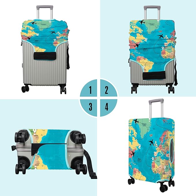 Travel Luggage Cover Suitcase Protector Fits 18-32 Inch Wheel Covers PatternedTravel Related Items Flower Luggage Protector Elastic M
