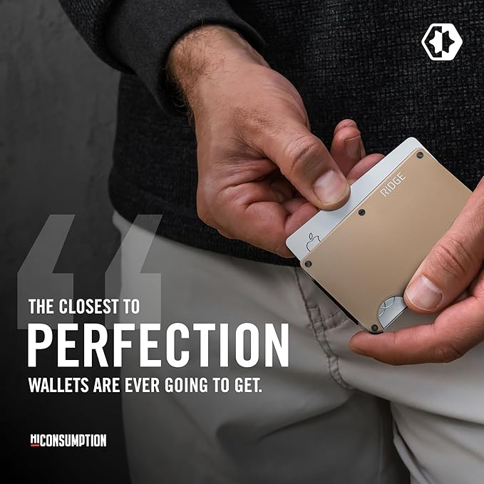 Ridge Wallet for Men - Slim Minimalist Compact Wallet and Card Holder, RFID Protected Front Pocket Wallets for Men with Integrated Cash Strap (Mojave Tan)